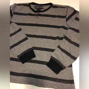 Y2k Alien 👾Workshop crew neck sweater men’s-L Gray Striped embroidered knit
